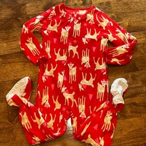 Child of Mine girls 3T reindeer footed pajama